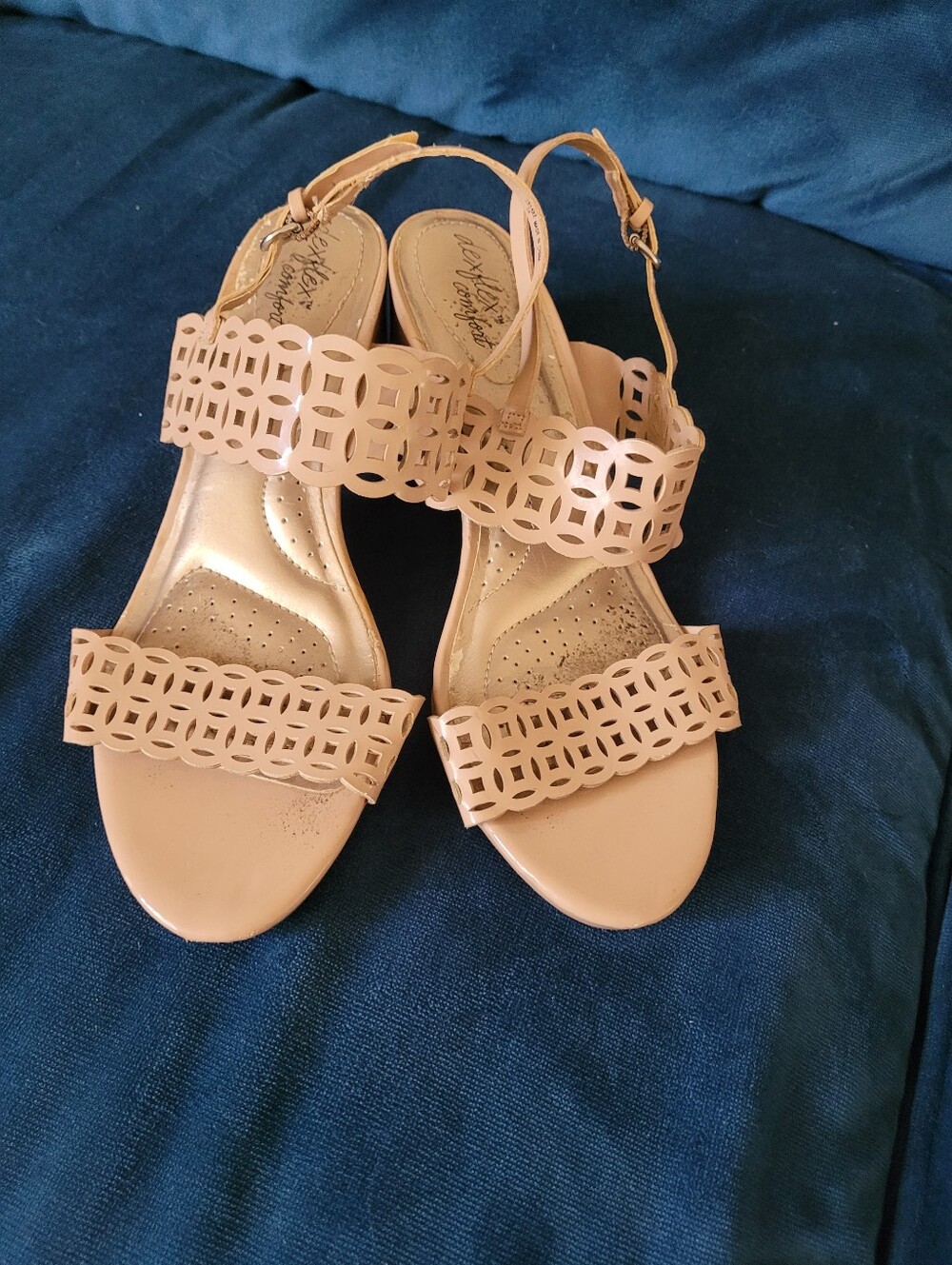 Dexflex Comfort Women’s Nude Laser-Cut Design Slingback Sandals